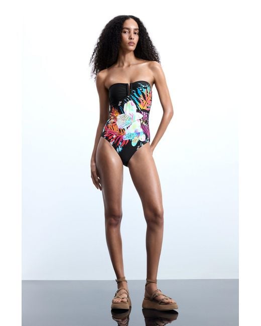 Desigual Black Tropical Swimsuit