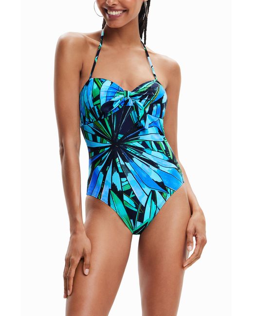 Desigual Blue Tropical Knot Swimsuit
