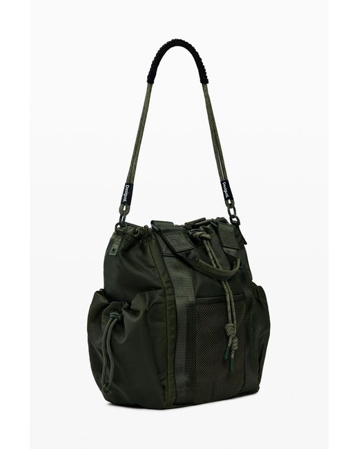 Desigual Black Waxed Multi-Position Backpack, Polyamide