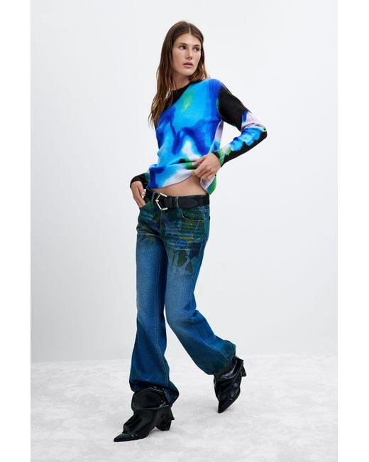 Desigual Blue Printed Sweater M. C. Lacroix