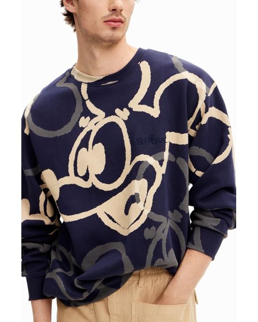 Desigual Blue Mickey Sweatshirt, Cotton for men