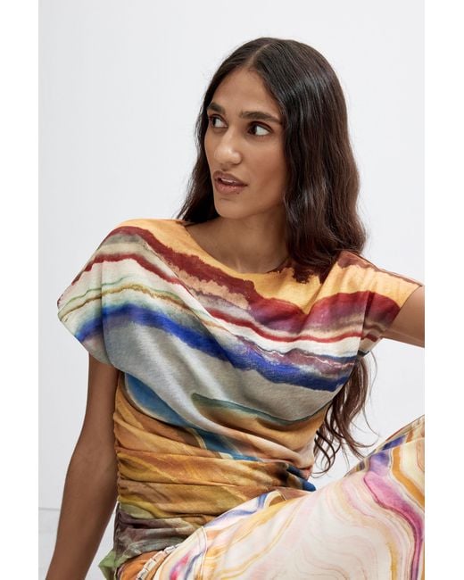 Desigual Multicolor Printed T-Shirt, Polyester