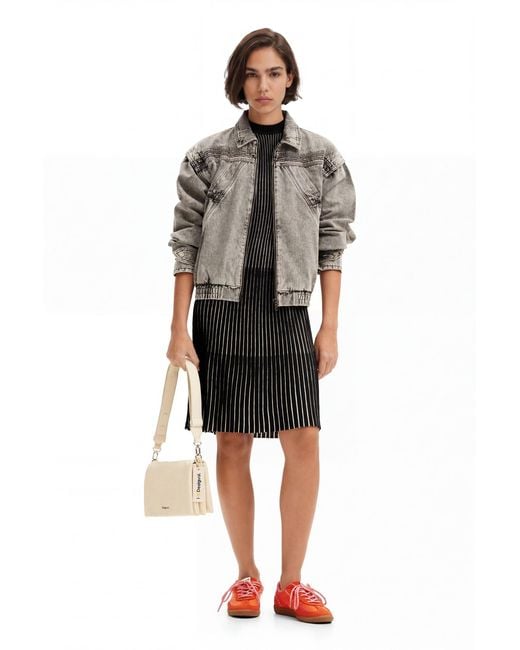 Desigual Black Short Ribbed Dress