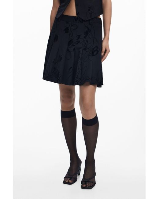 Falda Mini Tablas Flocado Desigual de color Blue