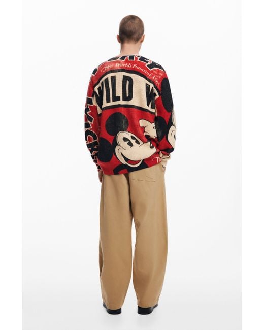 Desigual Red Mickey Mouse Cardigan for men