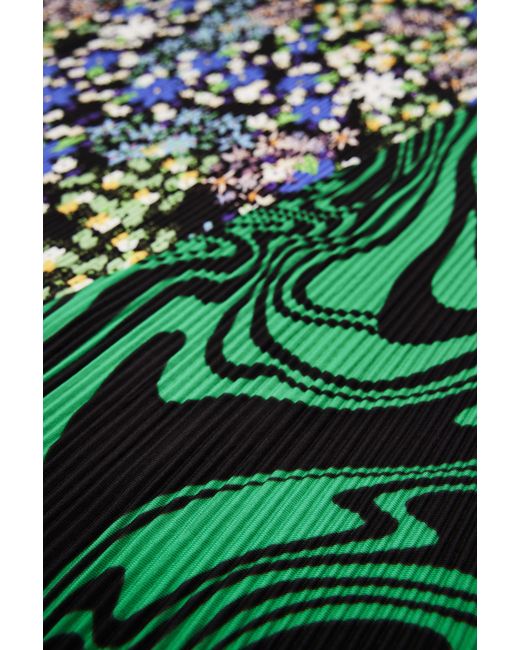 Desigual Green Pleated Square Scarf, Polyester