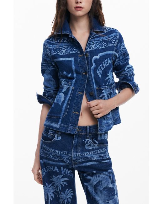 Desigual Blue Postcard Jeans, Cotton