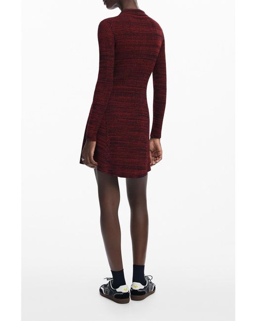 Desigual Purple Polo Neck Short Dress