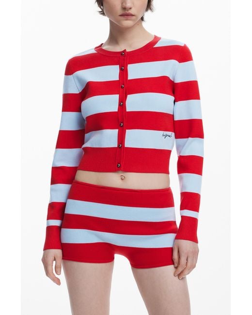 Desigual Red Knit Micro Shorts