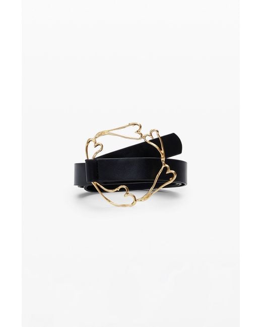 Desigual Black Zalio Heart Belt, Polyurethane