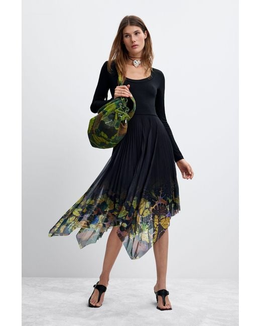 Desigual Black Long-Sleeved Midi Dress M. C. Lacroix