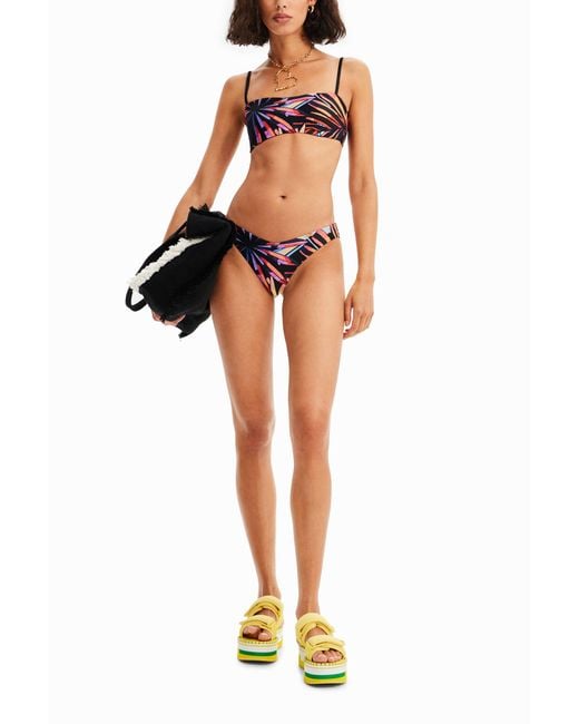 Desigual Black Tropical Bandeau Bikini Top