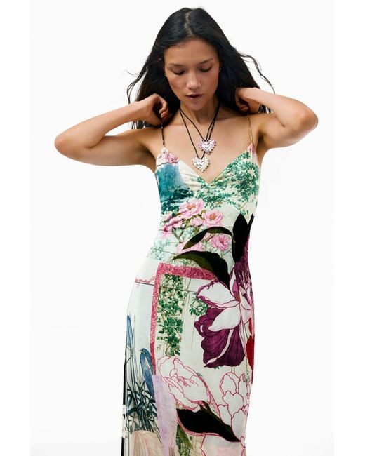 Desigual Metallic Printed Strappy Dress, Polyester