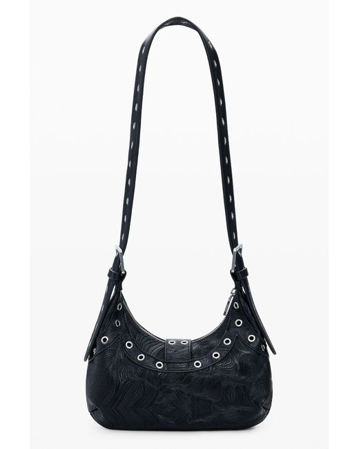 Desigual Black Studded Embossed Bag, Polyurethane