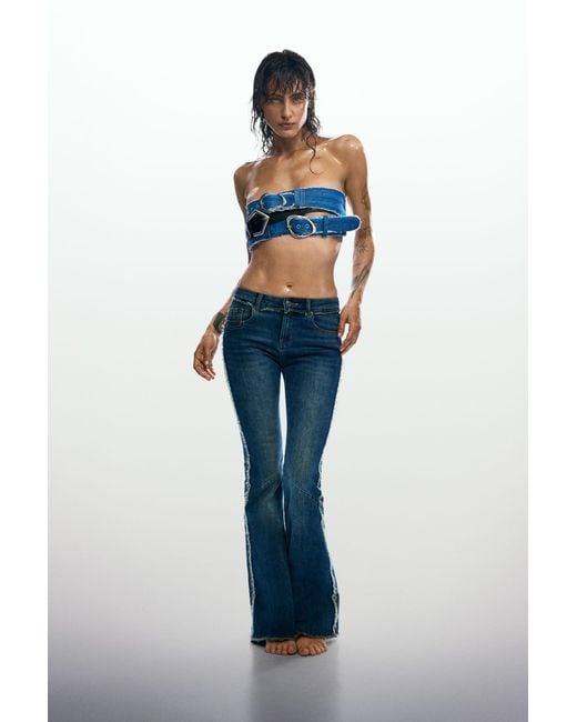 Desigual Blue Frayed Flare Jeans