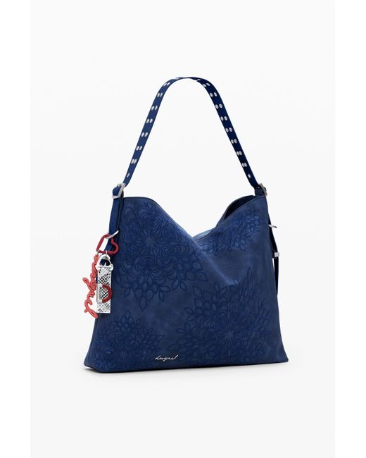 Desigual Blue Medium Mandala Embossed Shoulder Bag