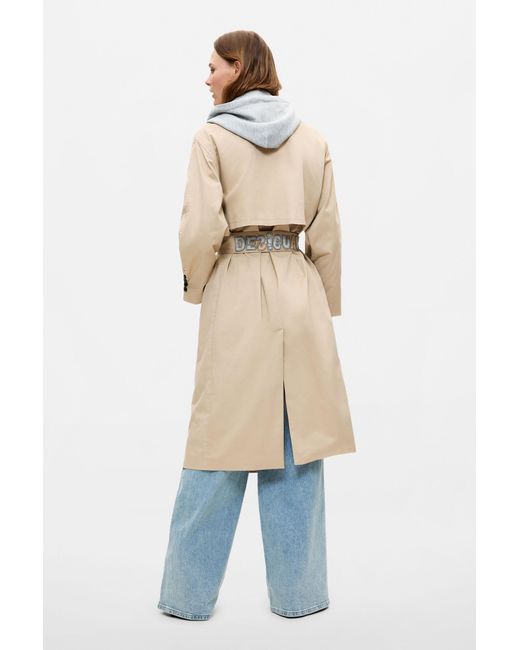 Desigual Blue Removable Trench Coat, Cotton