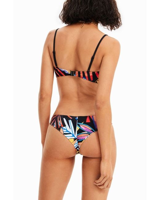Desigual Black Tropical Bandeau Bikini Top