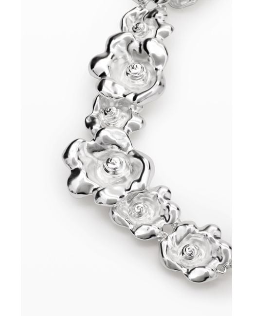 Desigual White Big Flower Necklace Zalio