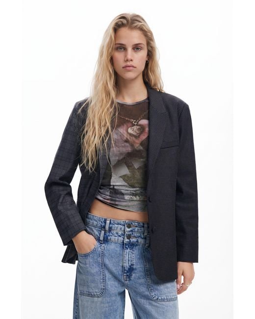 Desigual Blue Asymmetric Blazer
