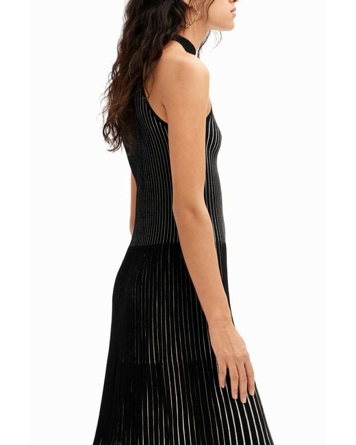 Desigual Black Short Ribbed Dress