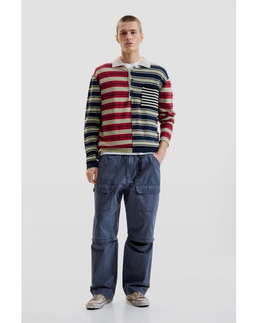 Desigual Red Striped Sweater, Cotton for men