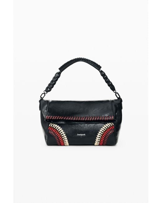 Desigual Black Medium Faux Leather Bag, Polyurethane