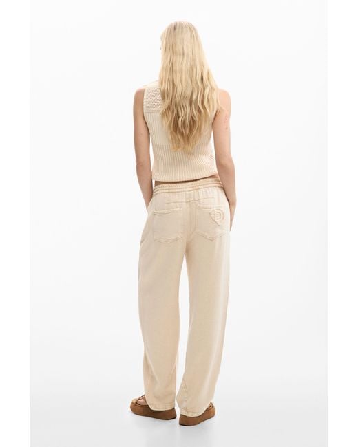 Desigual Natural Lightweight Jeans With A Worn Effect, Lyocell