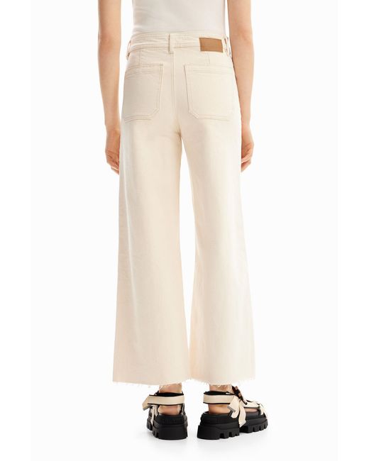 Desigual Natural Cropped Culotte Jeans, Cotton