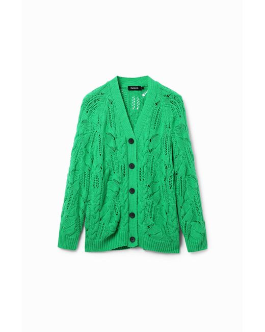 Desigual Green Oversize-Cardigan Aussparungen