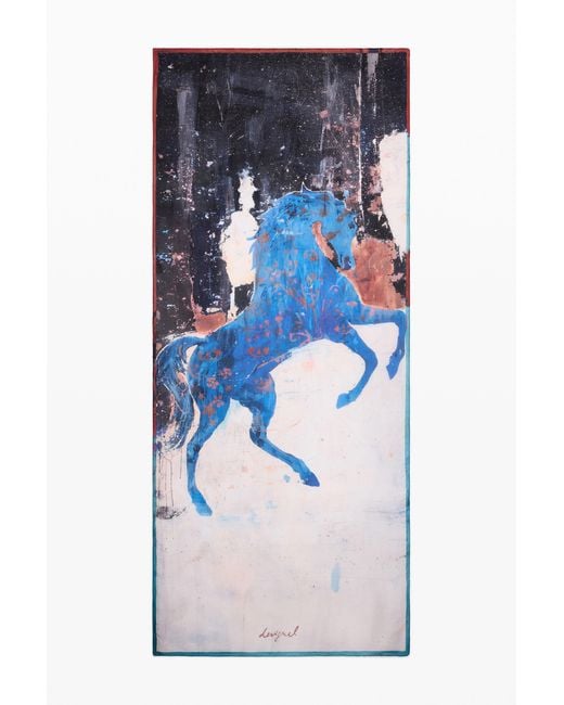 Desigual Blue Printed Rectangular Scarf, Viscose