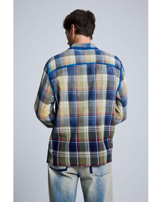 Desigual Blue Checked Spray Shirt, Cotton for men