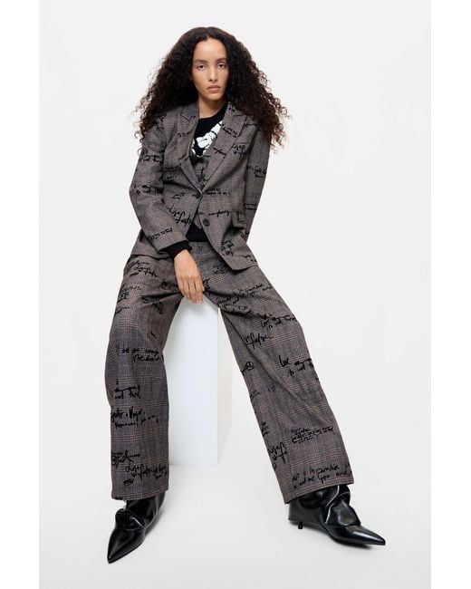 Desigual Black Long Checked Trousers
