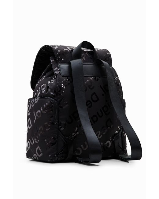 Desigual Black Large Logo Backpack, Polyester