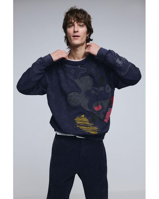 Desigual Blue Mickey Mouse Tie-Dye Sweatshirt, Cotton for men
