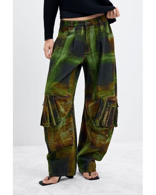 Desigual Green Cargo Pants 100% Cotton M. C. Lacroix, Cotton