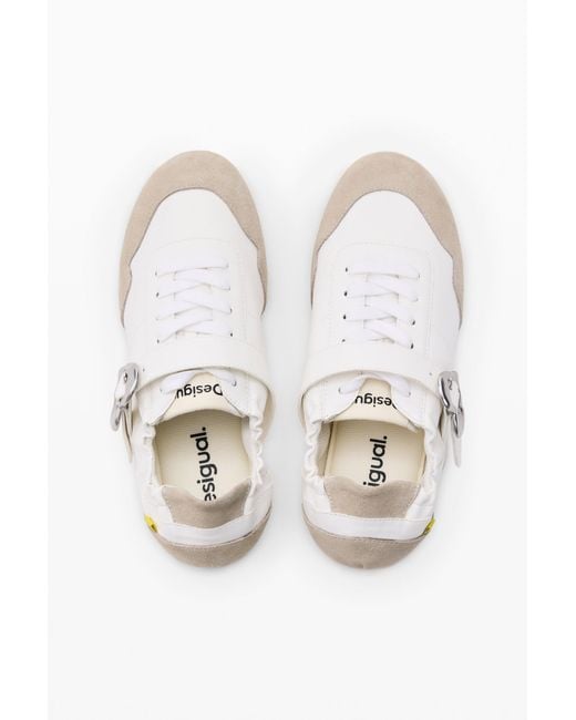 Desigual White Leather Buckle Sneaker