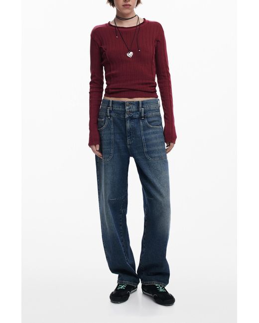 Desigual Red Cotton T-Shirt Seams, Cotton