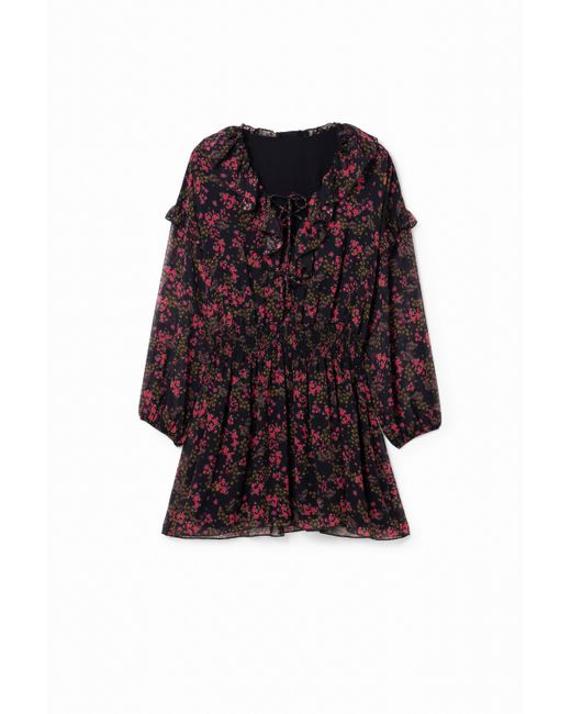 Robe Courte Gaze Fleurs Desigual en coloris Purple