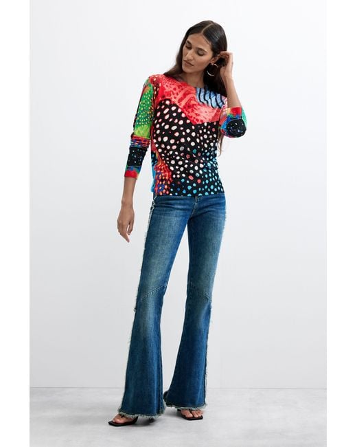 Desigual Red Printed Colors Sweater