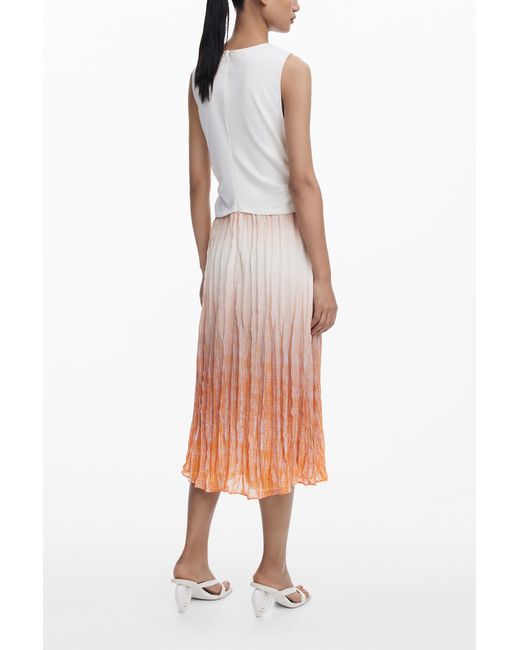 Desigual White Long Gradient Dress