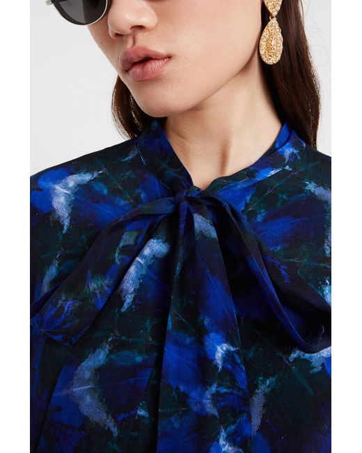 Desigual Blue Blouse Mandalas Tie Dye Print, Viscose