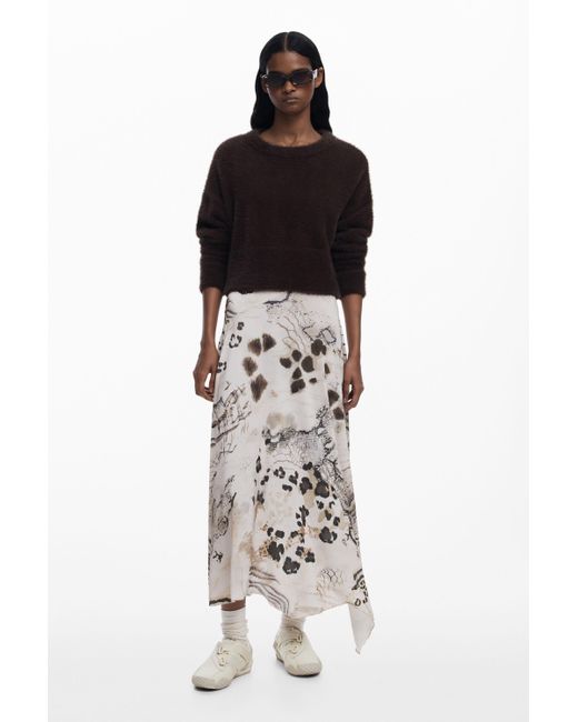 Desigual Brown 2-In-1 Slip Dress Animal Print