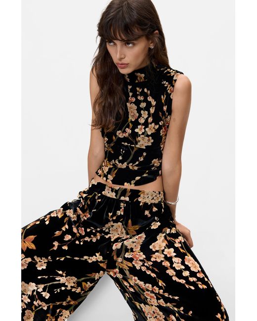 Desigual Black Long Printed Trousers