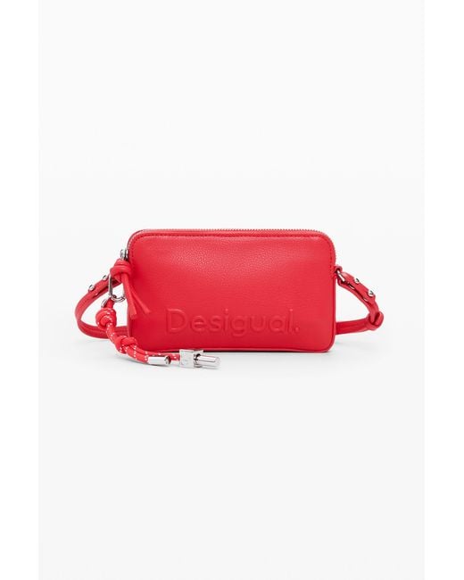 Desigual Red Medium Crossbody Wallet With Logo, Polyurethane