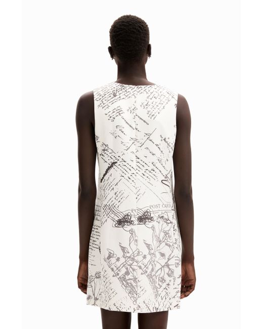 Desigual White Letter Print Midi Dress