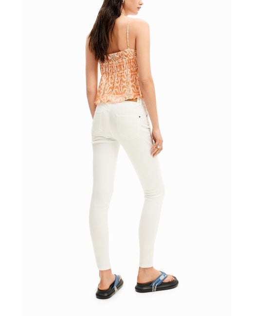 Desigual White Slim Push-Up Jeans, Cotton