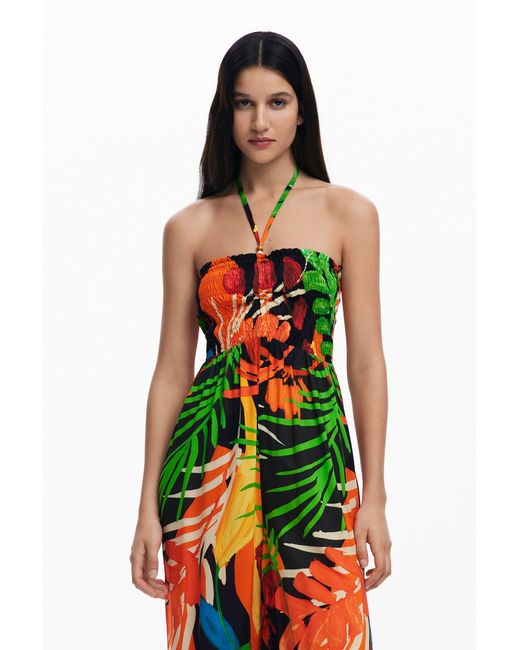 Desigual White Tropical Jumpsuit, Viscose