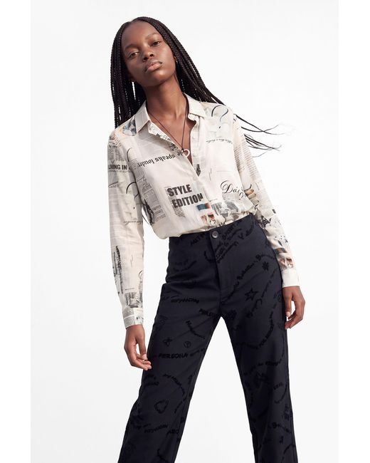 Desigual Blue Long Printed Trousers