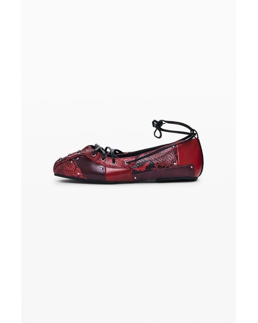 Desigual Red Ballerina With Laces, Polyurethane